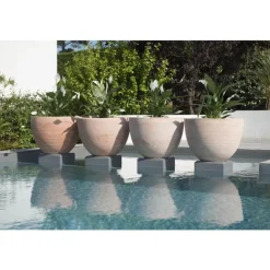 Pot Cuvier bas contemporain en terre claire H 32 x Ø 44 cm