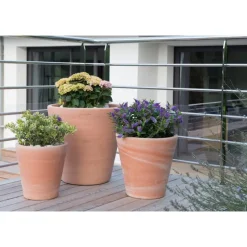 Pot Cuvier contemporain en terre claire H 32 x Ø 31 cm