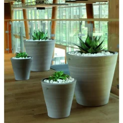 Pot Cuvier contemporain en terre grise H 32 x Ø 31 cm