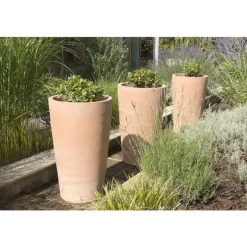 Pot Cuvier haut droit terre claire H 51 x Ø 32 cm