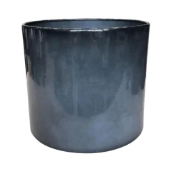 Pot cylindrique coloris gris en métal recyclé - 27 x 27 x 22 cm