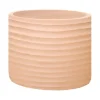 Pot cylindrique en terre cuite coloris beige Poterie du Bousquet Strié - Ø 33 x H 29 cm