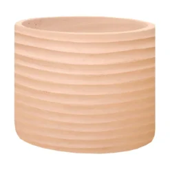 Pot cylindrique en terre cuite coloris beige Poterie du Bousquet Strié - Ø 28 x H 23 cm