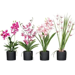 Pot décoratif orchidées artificielles coloris multicolore - 45/55 cm
