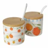 Pot de confiture à motifs de fruits coloris bleu, orange, blanc - Ø 9 x H 8,5 cm