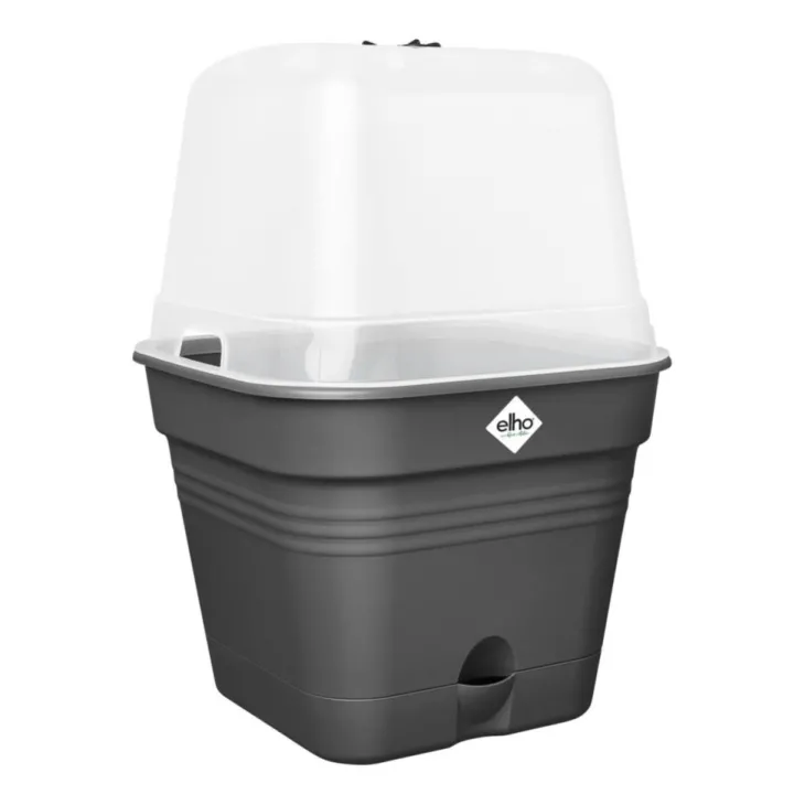 Pot de culture carré coloris living noir Elho Green Basics Allin1 - Ø 15 cm