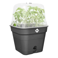 Pot de culture carré coloris living noir Elho Green Basics Allin1 - Ø 15 cm