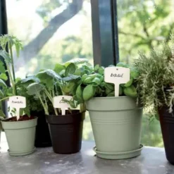 Pot de culture en polypropylène vert pierre Elho Green basics - Ø 15 x H 13,9 cm