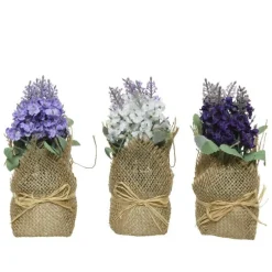 Pot de lavande artificielle coloris violet - 7 x 7 x 17 cm