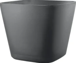 Pot en plastique injecté coloris noir Deroma Origin Quadro grigio - Ø 38 x H 32 cm