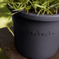 Pot en plastique recyclé gris anthracite Elho Algarve Cilindro - Ø 48 x H 40 cm