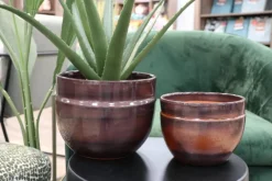 Pot en terre cuite émaillée marron châtaigne Les Poteries d'Albi Austral - Ø20 x H16 cm