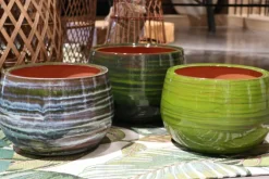 Pot en terre cuite émaillée vert Forêt Les Poteries d’Albi Le Liseré - Ø 20 x H 17 cm