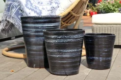 Pot en terre cuite émaillée bleu Nuit étoilée Les Poteries d’Albi Sydney - Ø 45 x H 61 cm