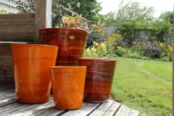 Pot en terre cuite émaillée orange Savane Les Poteries d’Albi Sydney - Ø 45 x H 61 cm