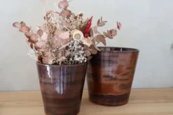 Pot en terre cuite émaillée marron Châtaigne Les Poteries d’Albi Odyssée - Ø 18 x H 18 cm