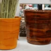 Pot en terre cuite émaillée orange Savane Les Poteries d’Albi Odyssée - Ø 18 x H 18 cm