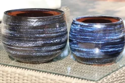 Pot en terre cuite émaillée bleu Nuit étoilée Les Poteries d’Albi Le Liseré - Ø 20 x H 17 cm