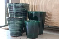 Pot en terre cuite émaillée vert Jade Les Poteries d’Albi Sydney - Ø 25 x H 29 cm