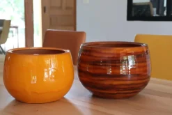 Pot en terre cuite émaillée orange Savane Les Poteries d’Albi Le Liseré - Ø 25 x H 19 cm