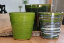 Pot en terre cuite émaillée vert Forêt Les Poteries d’Albi Odyssée - Ø 18 x H 18 cm