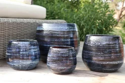 Pot en terre émaillée bleu Nuit étoilée Les Poteries d'Albi Cancale - Ø 21 x H 21 cm