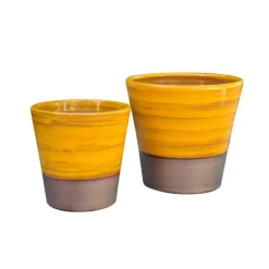 Pot en terre émaillée jaune Ibiza Sunshine Les poteries d’Albi Odyssée - Ø 23 x H 21 cm