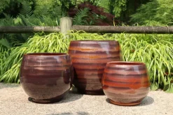 Pot en terre émaillée marron Châtaigne Les Poteries d'Albi Bahia - Ø 43 x H 46 cm