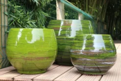 Pot en terre émaillée vert Forêt Les Poteries d'Albi Bahia - Ø 25 x H 31 cm