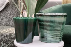 Pot en terre émaillée vert Jade Les Poteries d’Albi Odyssée - Ø 18 x H 18 cm