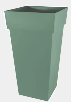 Pot haut carré en polypropylène vert laurier Eda Toscane 98 L - 43,3 x 43,3 x 80,5 cm