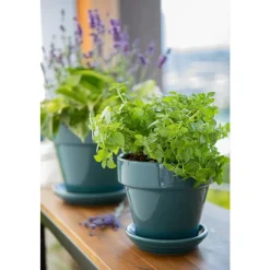 Pot horticole émaillé de 0,9 L coloris bleu Ø 14 x H 12 cm