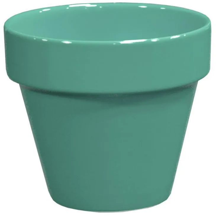 Pot horticole émaillé vert amande Ø 14 x H 13 cm