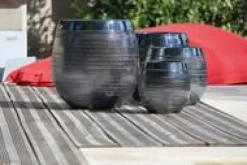 Pot inca de 20,8 L en terre émaillée coloris noir Ø 29 x 35 cm