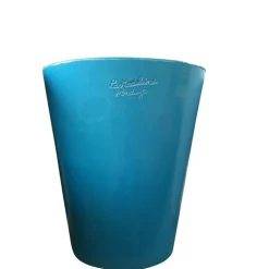 Pot Mazagran bleu turquoise en terre cuite émaillée H 63 X Ø 55 cm