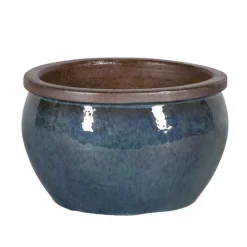 Pot rond Bonn vert glacé en grès émaillé - Ø 23,5 x 14,5 cm
