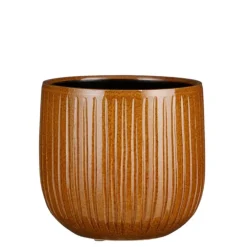 Pot rond Edelman Hollande cannelé ocre Pablo – Ø 21 x H 19 cm