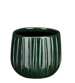 Pot rond Edelman Hollande cannelé vert foncé Pablo – Ø 24 x H 12 cm