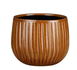 Pot rond Edelman Hollande cannelé ocre Pablo – Ø 16 x H 14 cm