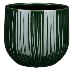 Pot rond Edelman Hollande cannelé vert foncé Pablo – Ø 25 x H 20 cm