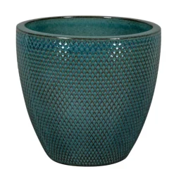 Pot rond en grès émaillé bleu Passion for Pottery Busan - Ø 29 x H 27 cm