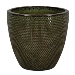 Pot rond en grès émaillé vert Passion for Pottery Busan - Ø 48 x H 40 cm