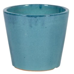 Pot rond Shanghai bleu en grès émaillé - Ø 27 x 24 cm