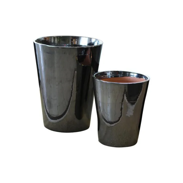 Pot Sydney coloris métal H 44 x Ø 37cm