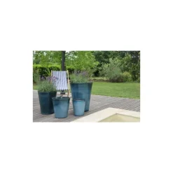 Pot Sydney de 20,6 L en terre émaillée coloris bleu Ø 33 x 35 cm