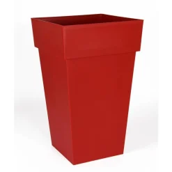 Pot Toscane carré haut rouge L.40 x l.39 x H.65 cm