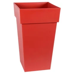 Pot Toscane carré haut rouge L.40 x l.39 x H.65 cm