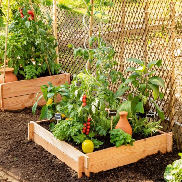 Potager carré brut haut botanic® - 90 x 90 x 32 cm