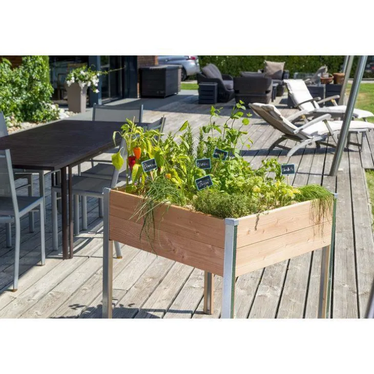 Potager carré en bois sur pieds Mon Petit Potager gamme Design petit modèle - 65 x 60 x 80 cm