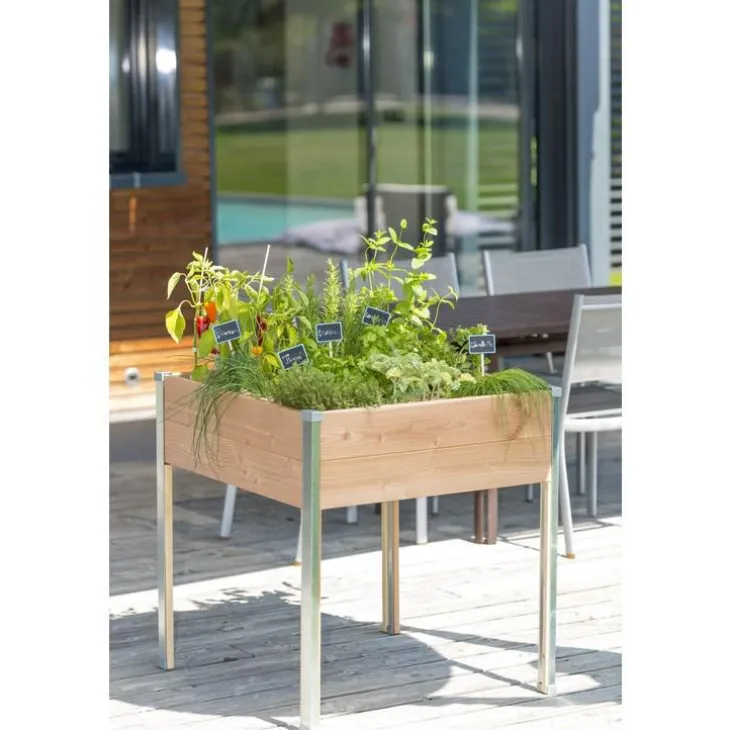 Potager carré en bois sur pieds Mon Petit Potager gamme Design petit modèle - 65 x 60 x 80 cm